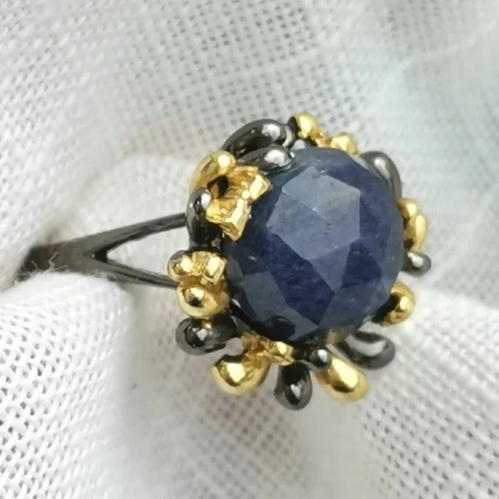 Corundum Sapphire Sterling Silver 14k Gold Ring 86$